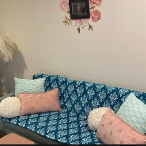 Home Soft Things Ocean Blue Flannel Blanket Throw New!